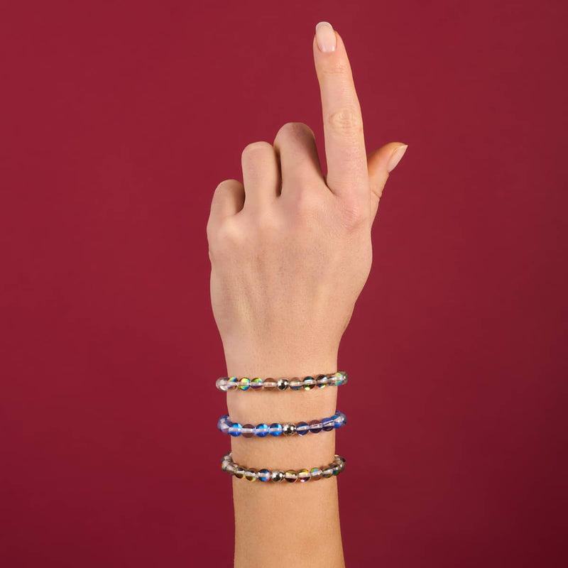 Indigo Borealis | Silver | Galaxy Glass Bead Bracelet