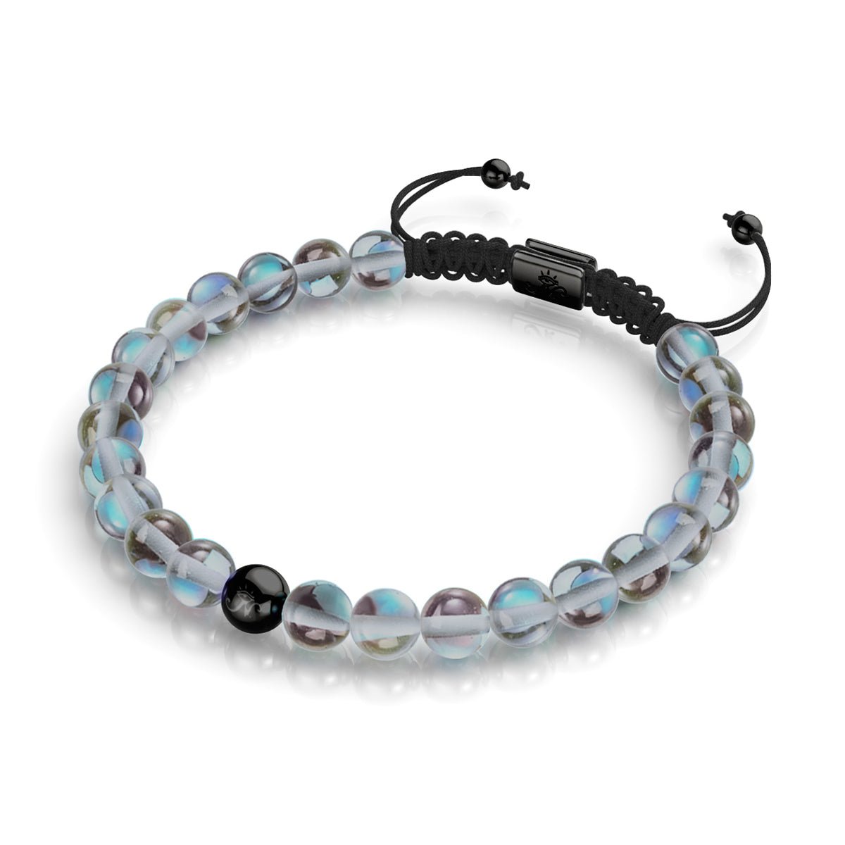 Milky Way | Gunmetal | Galaxy Glass Macrame Bead Bracelet