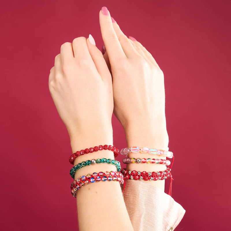 Mini Rainbow Supernova Galaxy Glass Pebble x Red String Bracelet