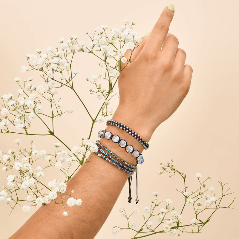 Neon Black | Rainbow Supernova | Silver | Galaxy Glass Charmballa Bracelet