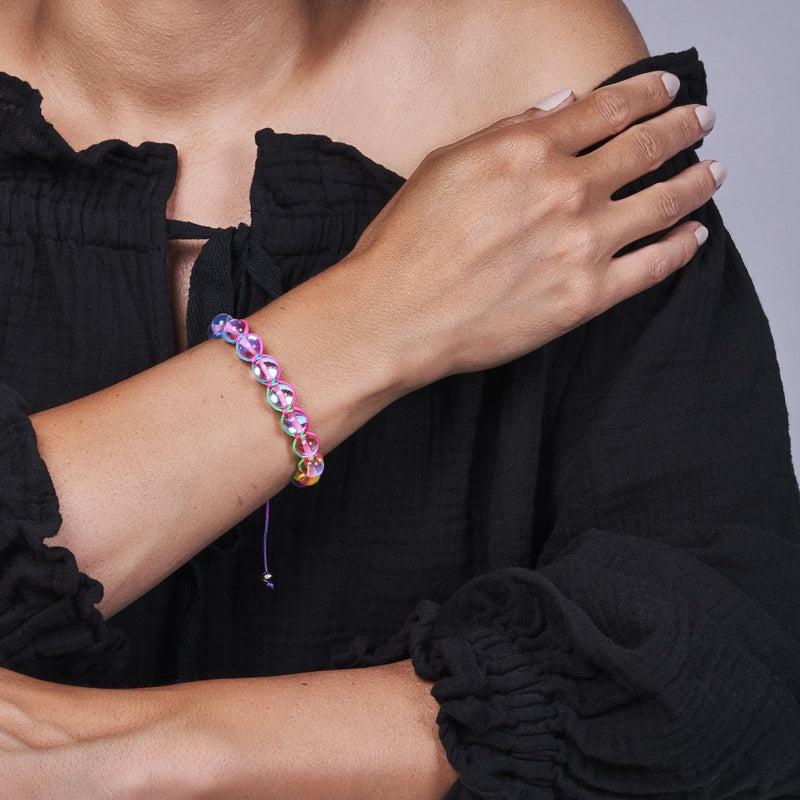 Neon Spectrum | Rainbow Supernova | Silver | Galaxy Glass Charmballa Bracelet