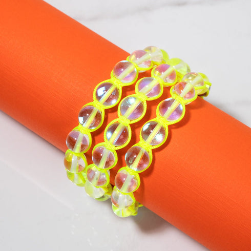 Neon Yellow | Rainbow Supernova | Silver | Galaxy Glass Charmballa Bracelet