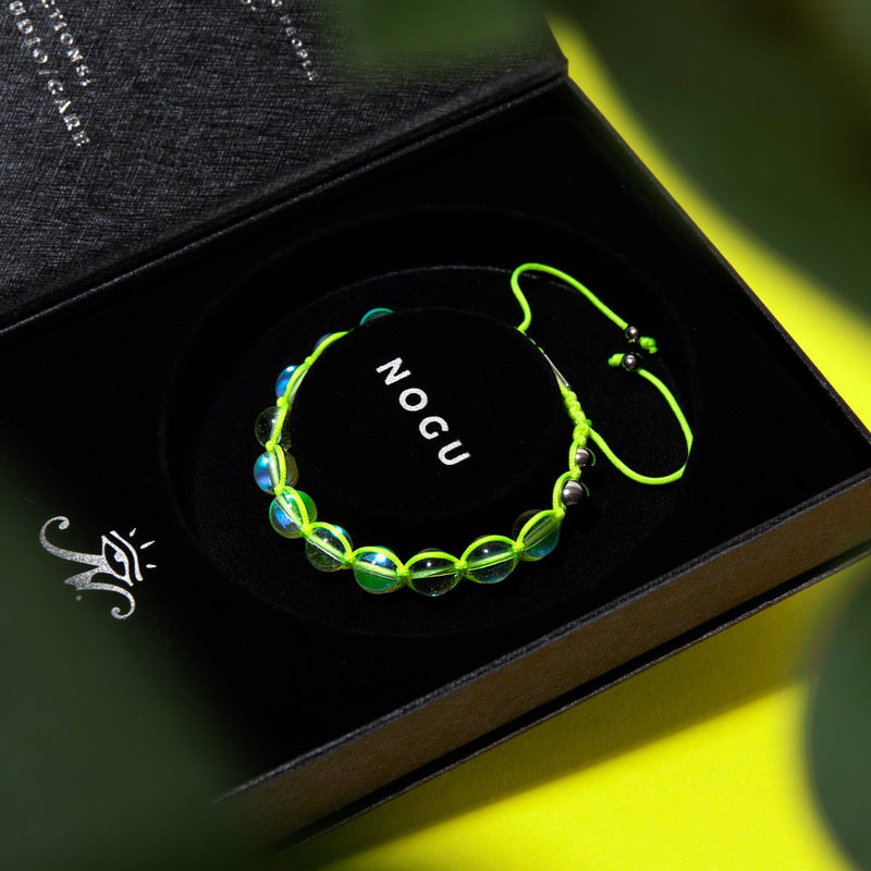 Neon Yellow | Rainbow Supernova | Silver | Galaxy Glass Charmballa Bracelet
