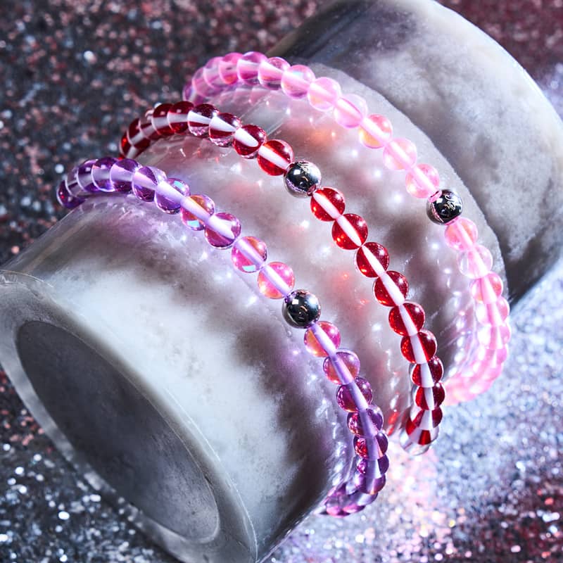 Pink Nebula | Silver | Galaxy Glass Macrame Bead Bracelet