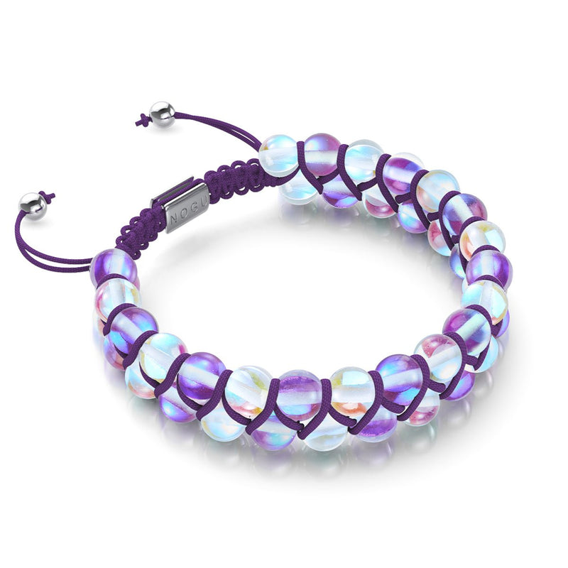 Purple Rainbow | Silver | Double Galaxy Glass Bracelet