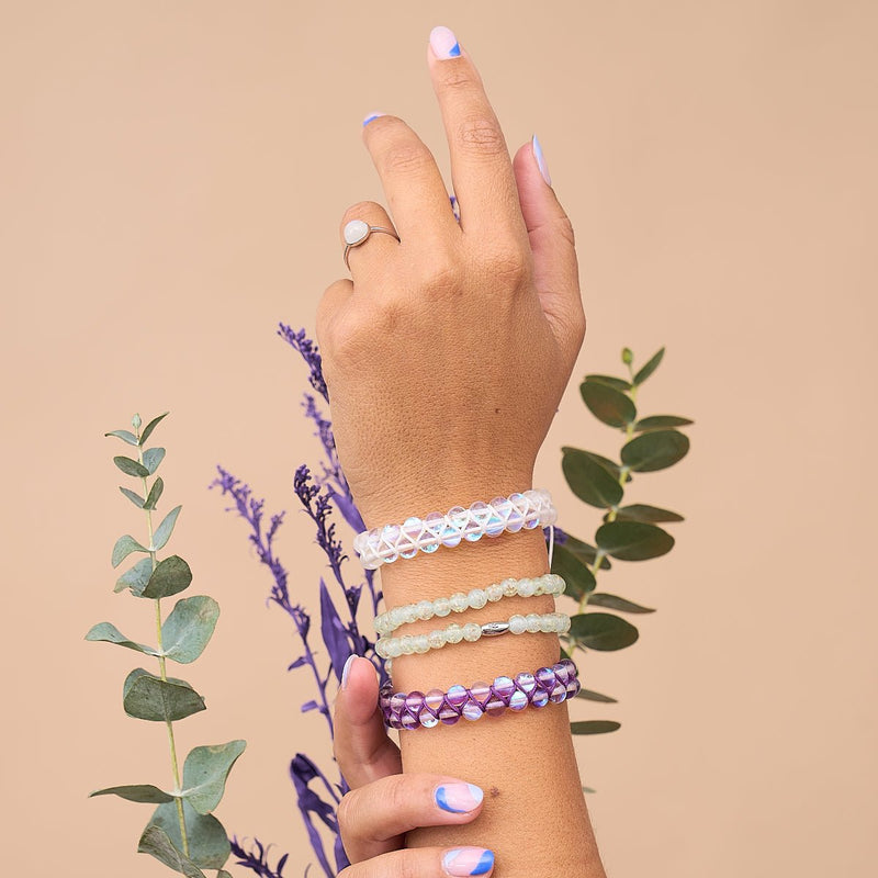 Purple Rainbow | Silver | Double Galaxy Glass Bracelet