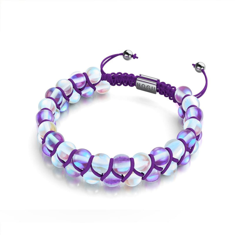 Purple Rainbow | Silver | Double Galaxy Glass Bracelet