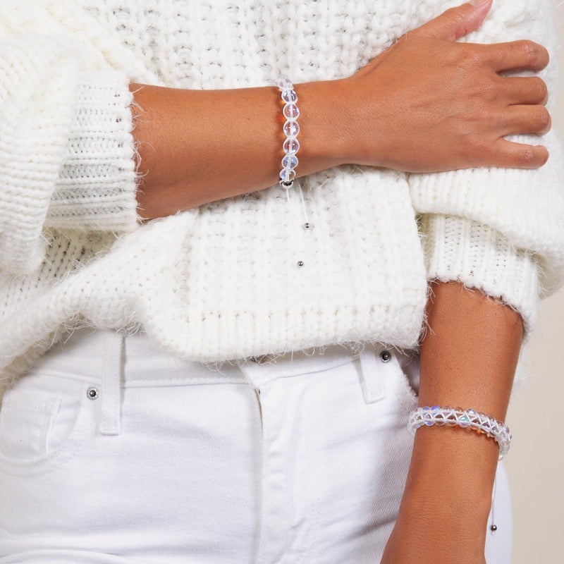 Rainbow Supernova | Silver | Double Galaxy Glass Bracelet