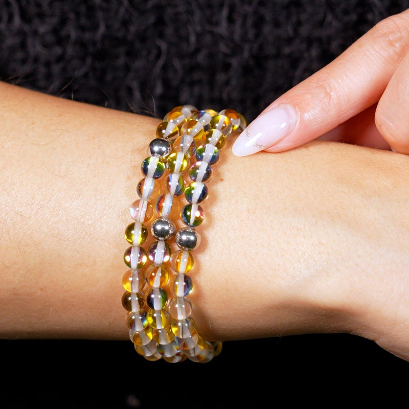 Solar Flare | Silver | Galaxy Glass Bead Bracelet