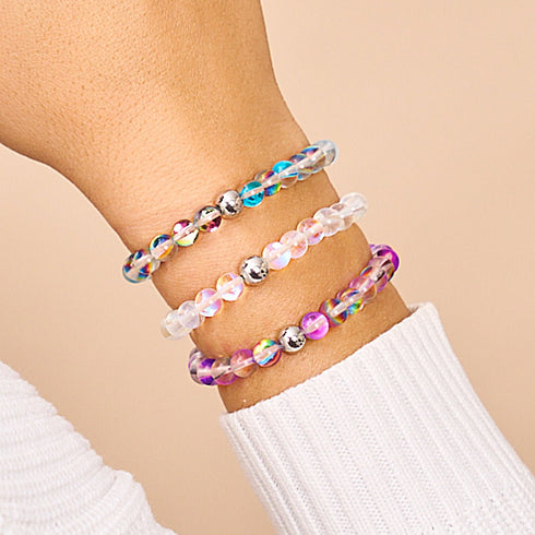 Turquoise Sunbeam | Silver | Galaxy Glass Bead Bracelet