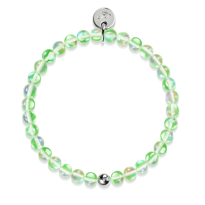 Verdant Moon | .925 Sterling Silver | Galaxy Glass Bead Bracelet