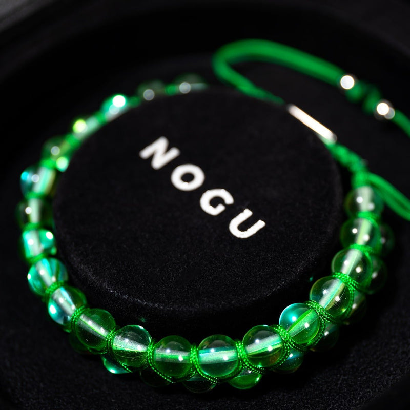 Verdant Moon | Silver | Double Galaxy Glass Bracelet