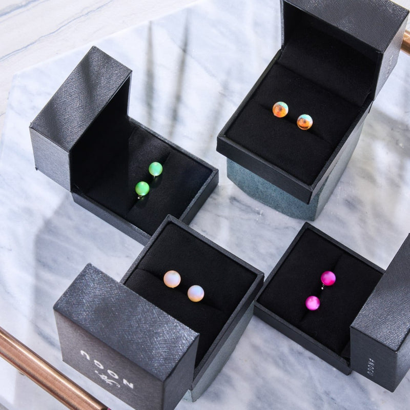 Champagne Supernova | .925 Sterling Silver | Galaxy Glass Mini Stud Earrings