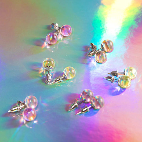 Champagne Supernova | .925 Sterling Silver | Galaxy Glass Stud Earrings