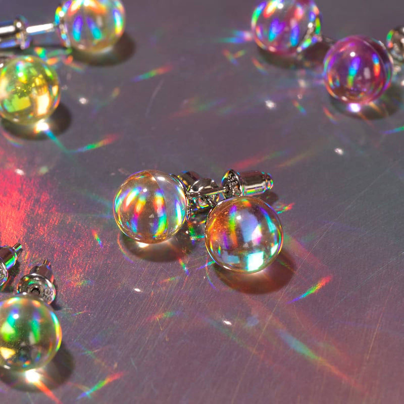 Champagne Supernova | .925 Sterling Silver | Galaxy Glass Stud Earrings