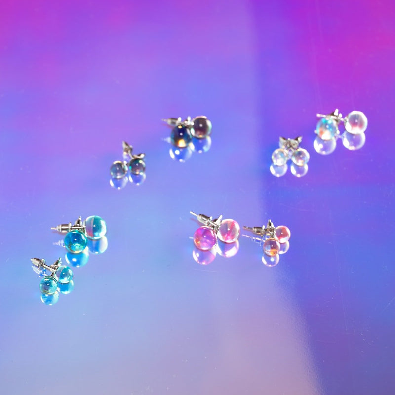 Pink Nebula | .925 Sterling Silver | Galaxy Glass Mini Stud Earrings