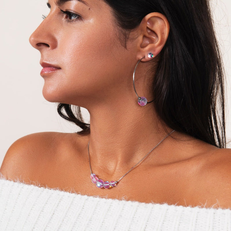 Pink Nebula | .925 Sterling Silver | Galaxy Glass Mini Stud Earrings