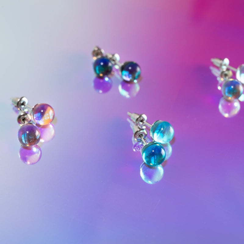 Pink Nebula | .925 Sterling Silver | Galaxy Glass Mini Stud Earrings