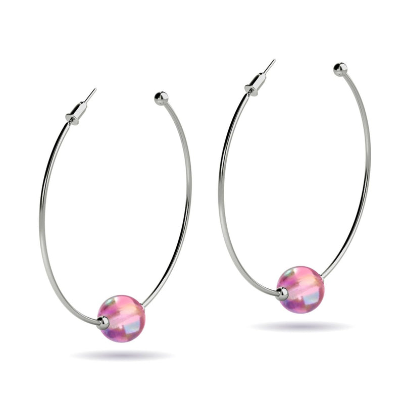 Pink Nebula | Silver | Galaxy Glass Hoop Earrings