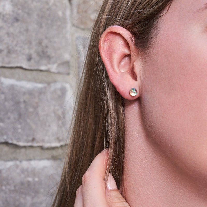 Rainbow Supernova | .925 Sterling Silver | Galaxy Glass Mini Stud Earrings