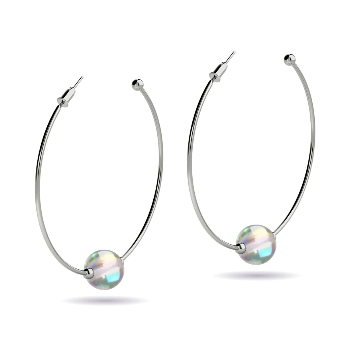 Rainbow Supernova | Silver | Galaxy Glass Hoop Earrings