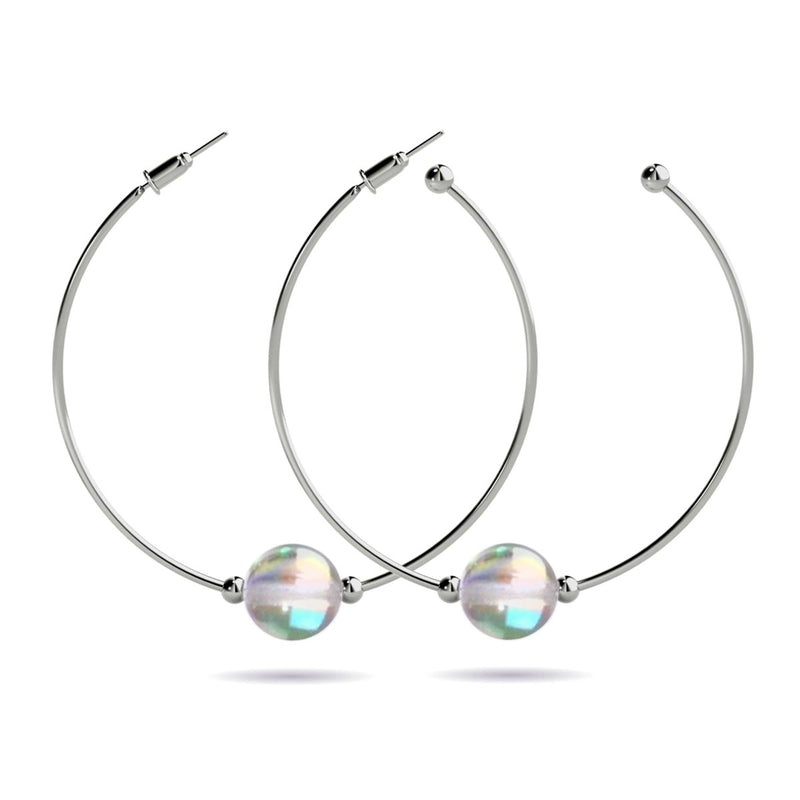 Rainbow Supernova | Silver | Galaxy Glass Hoop Earrings