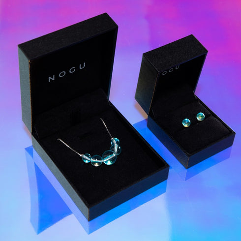 Blue Nebula | .925 Sterling Silver | Galaxy Glass Infinity Clasp Necklace