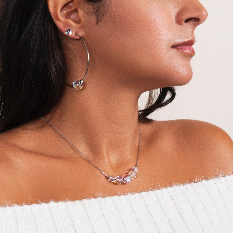 Rainbow Supernova | .925 Sterling Silver | Galaxy Glass Infinity Clasp Necklace