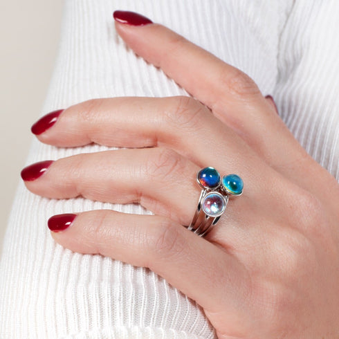 Rainbow Supernova | .925 Sterling Silver | Galaxy Glass Ring
