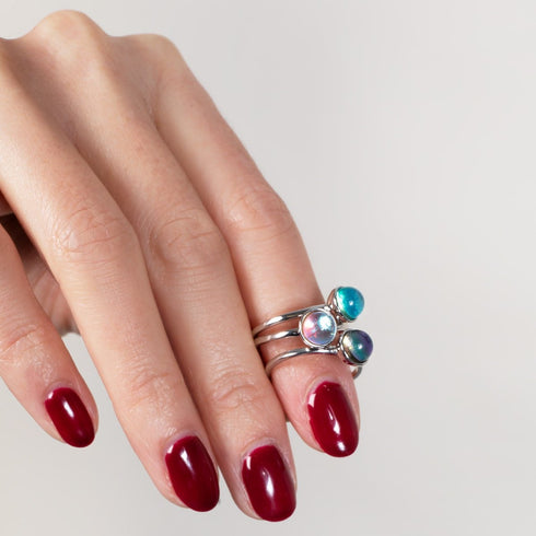 Rainbow Supernova | .925 Sterling Silver | Galaxy Glass Ring