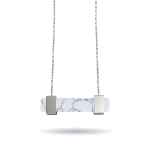 Howlite | Silver | Gemstone Bar Necklace