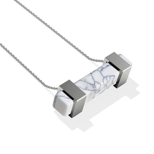Howlite | Silver | Gemstone Bar Necklace