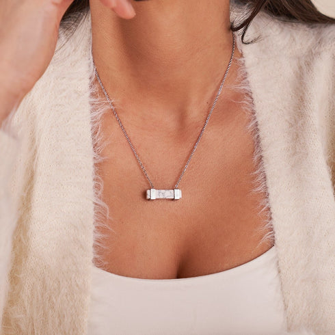 Howlite | Silver | Gemstone Bar Necklace