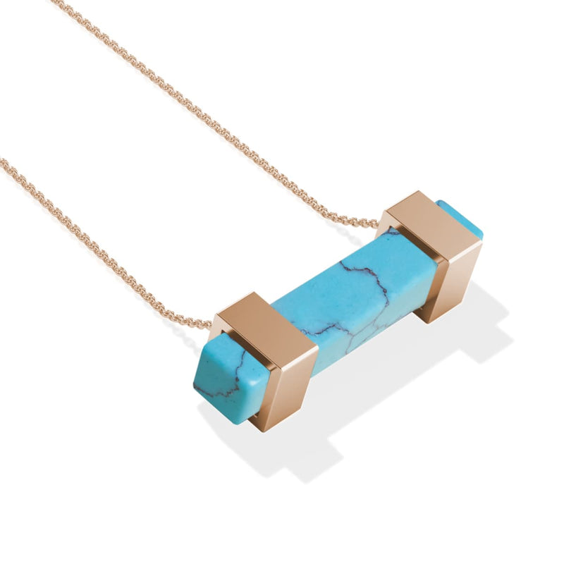 Turquoise | Rose Gold | Gemstone Bar Necklace