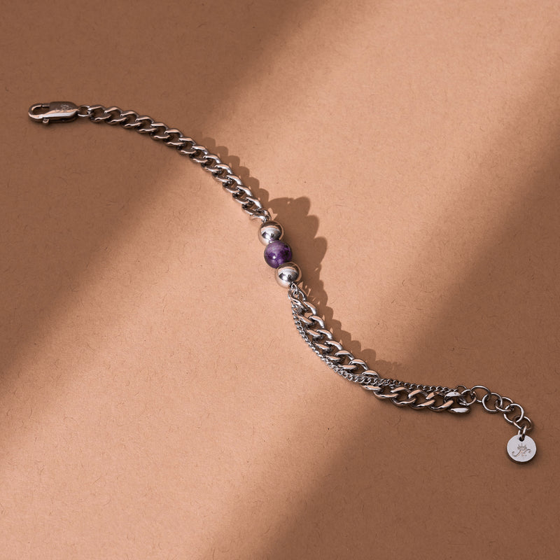 Amethyst x Silver | Gemstone Chain Bracelet