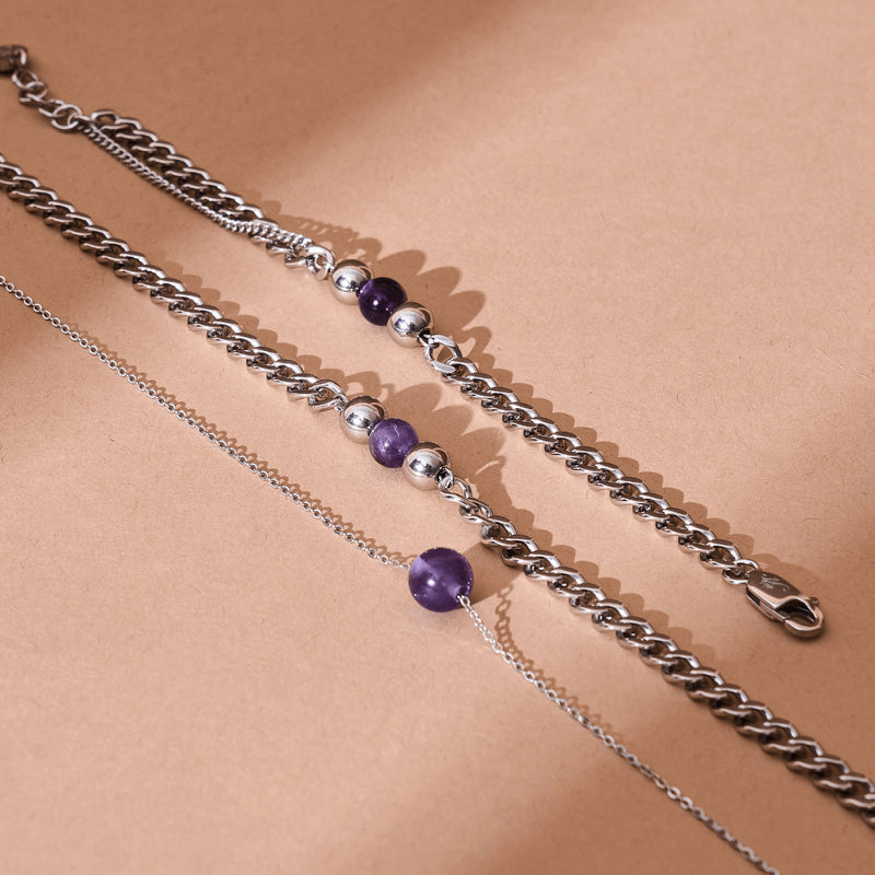 Amethyst x Silver | Gemstone Chain Bracelet