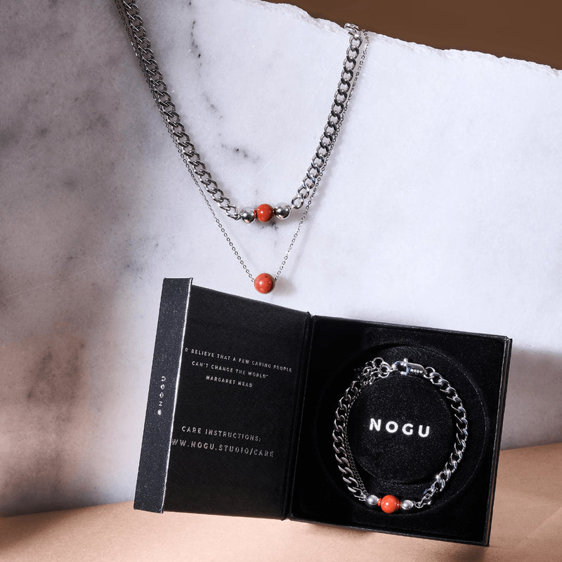 Red Jasper x Silver | Gemstone Chain Bracelet