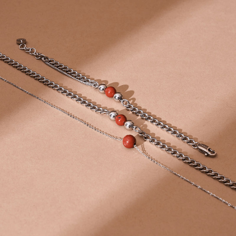 Red Jasper x Silver | Gemstone Chain Bracelet