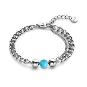 Turquoise x Silver | Gemstone Chain Bracelet