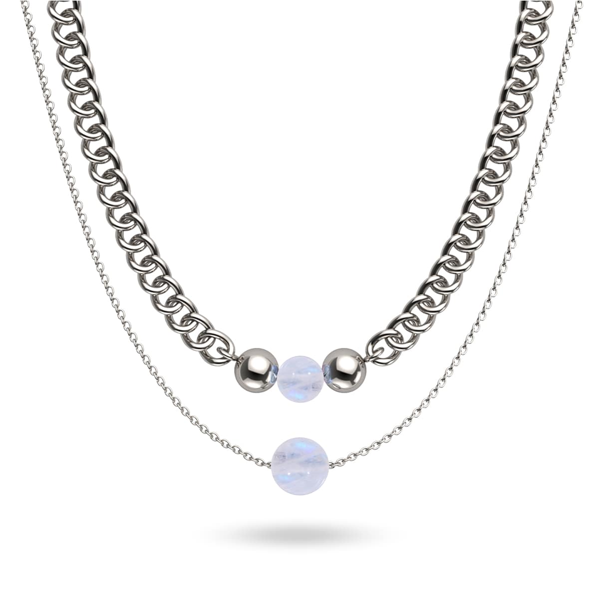 Moonstone x Silver | Gemstone Chain Necklace