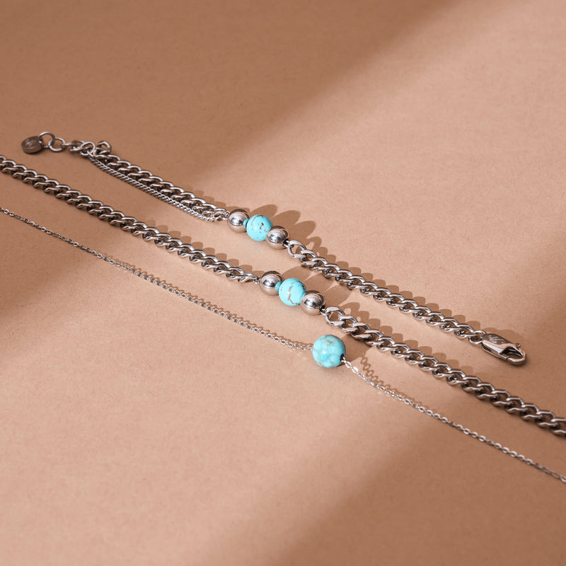 Turquoise x Silver | Gemstone Chain Necklace