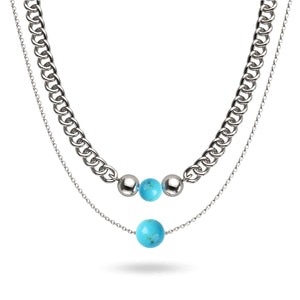 Turquoise x Silver | Gemstone Chain Necklace