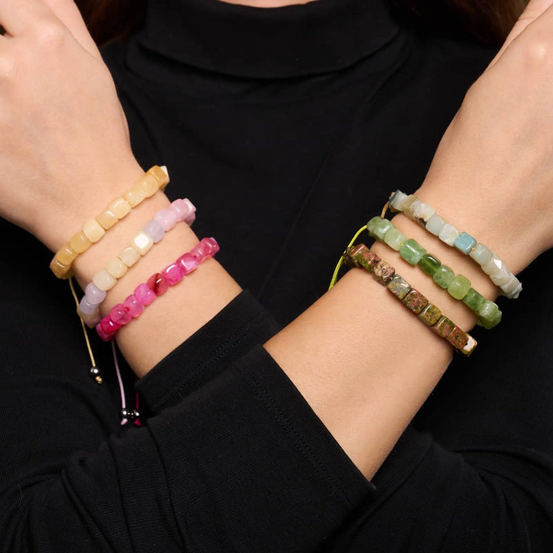 Amazonia | Silver | Gemstone Pebble Macrame Bracelet