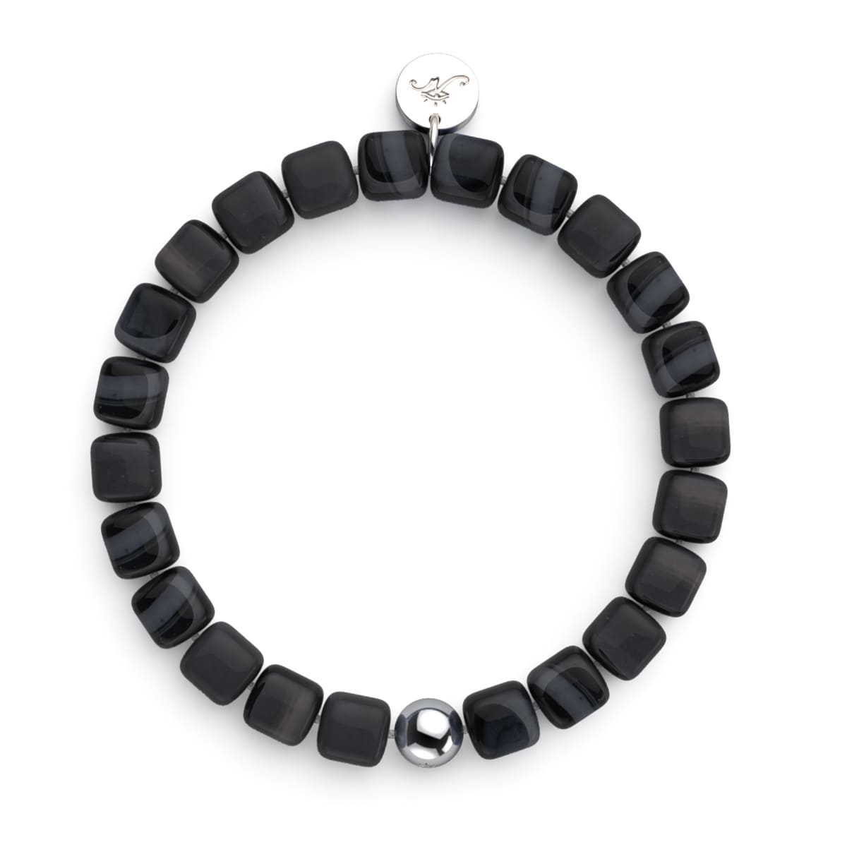 Black Agate | Silver | Gemstone Pebble Bracelet