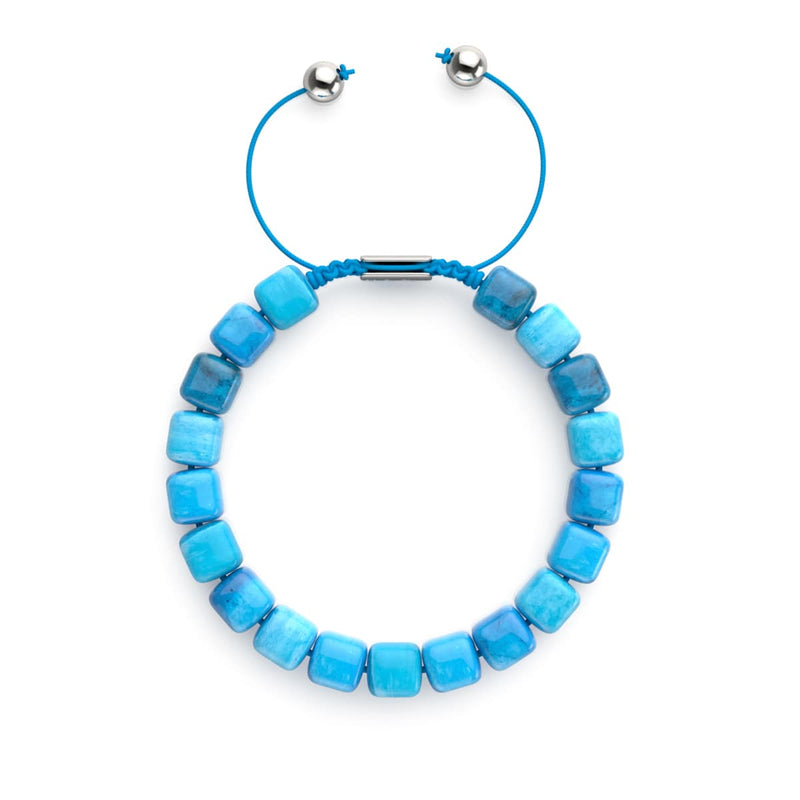 Blue Quartz | Silver | Gemstone Pebble Macrame Bracelet