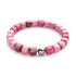Fuchsia Agate | Silver | Gemstone Pebble Bracelet
