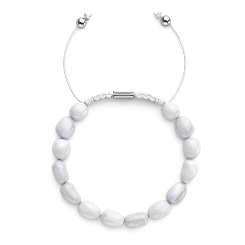 Moonstone | Silver | Gemstone Pebble Macrame Bracelet