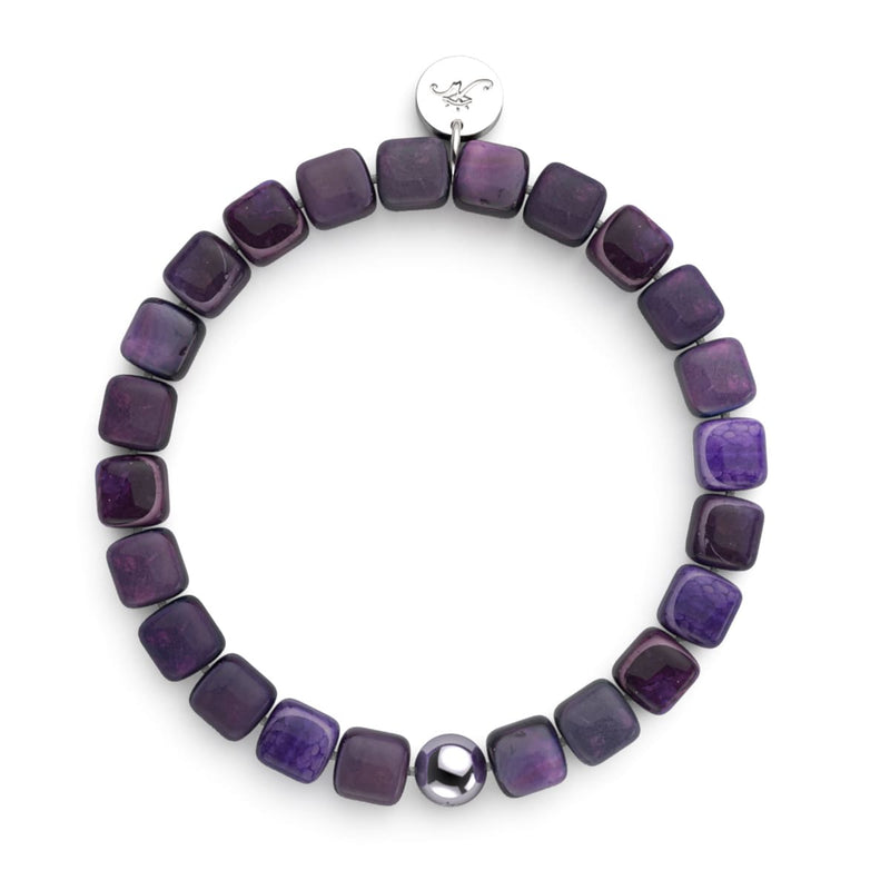 Purple Agate | Silver | Gemstone Pebble Bracelet