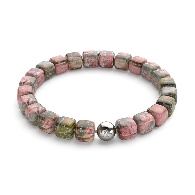 Unakite Jasper | Silver | Gemstone Pebble Bracelet