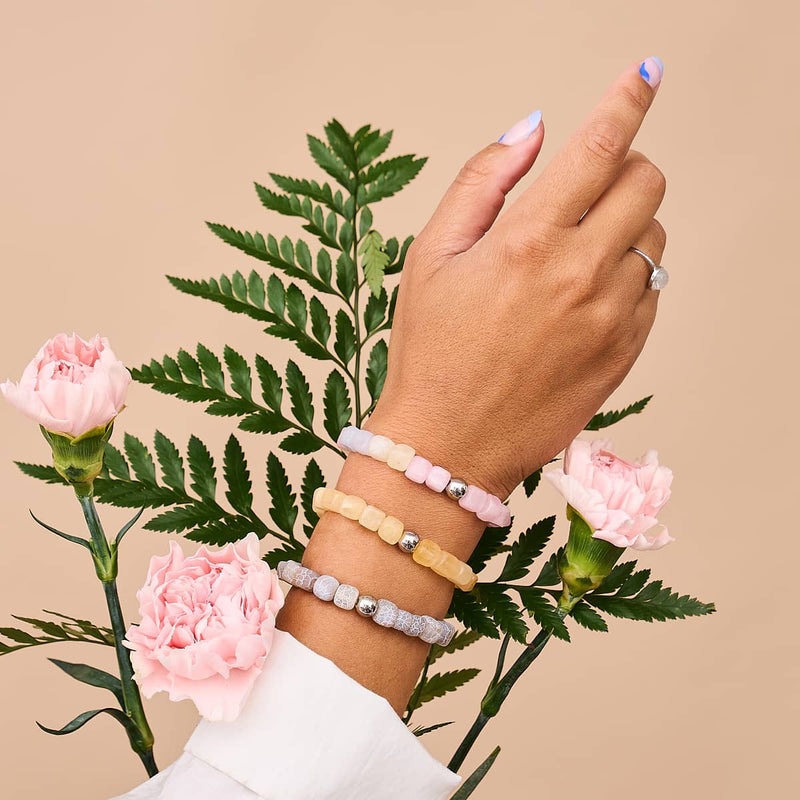 Yellow Quartz | Silver | Gemstone Pebble Bracelet